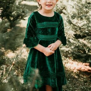 Velvet Emerald Green High Low Holiday Dress - Size 4